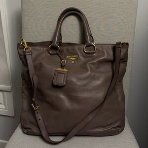 Authentic Prada Vitello Daino soft leather tote bag